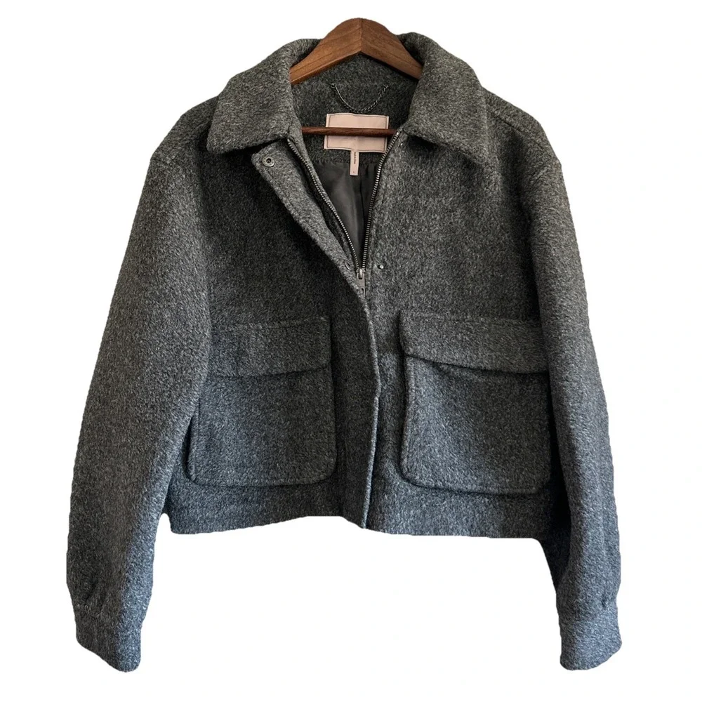 BCBGeneration Gray Wool Blend Bomber Jacket